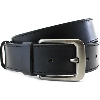 Opasek Černý prošívaný kožený pánský opasek 913-5001-1-60/60-9007-40