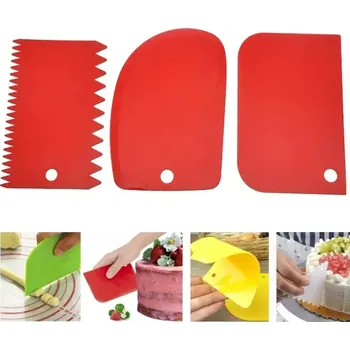 Kuchyňská stěrka Cukrářská stěrka na zdobení dortů sada 3 ks červená