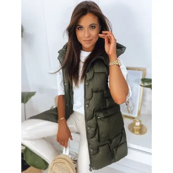 Dámská vesta Tmavě zelená lesklá vesta WENDY TY2827 Velikost: L