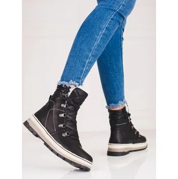 Dámské polobotky Goodin Originální dámské kotníkové boty černé na plochém podpatku 36