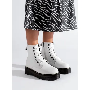 Dámské polobotky Big Star Shoes Trendy dámské workery bílé na plochém podpatku 37