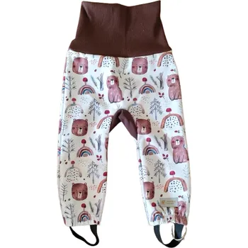 Chlapecké kalhoty Dětské rostoucí softshellové kalhoty s membránou Monkey Mum® - Medvídek v lese 98/104