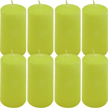 Svíčka Světle zelená parafínová svíčka 10 cm, 20h hoření, sada 8 ks