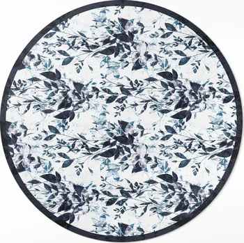 Koberec Kulatý Koberec z PVC Rozměr ⌀ 140 cm Akvarijní listy popínavé rostliny v barvě indigo