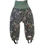 Dětské rostoucí zimní softshellové kalhoty s beránkem Monkey Mum® - Origami medvěd - Tmavě zelené 110/116