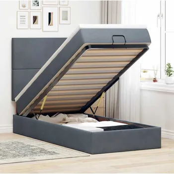 Postel vidaXL Osmanský rám postele s matracemi 90x200cm samet [3313373] Barva: Tmavě šedá