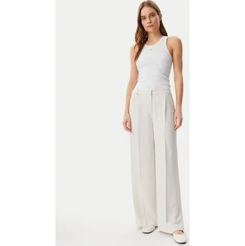 Dámské kalhoty Calvin Klein Kalhoty z materiálu Travel Twill K20K208214 Šedá Wide Leg 42