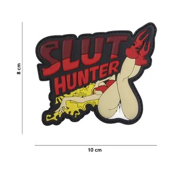 Nášivka Gumová nášivka 101 Inc nápis Slut Hunter - červená