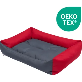 Pelíšek pro psa DOGGY Pelíšek pro psa Economy - šedý s červenou VELIKOST: Pro malého psa (vel. L) - 62 x 43 cm