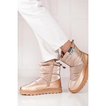 Dámské válenky W. Potocki Exkluzívní dámské zlaté sněhule bez podpatku 38