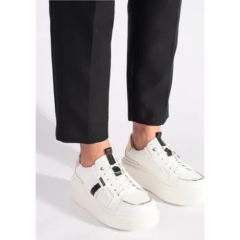 Dámské tenisky Klasické tenisky dámské bílé na platformě 37