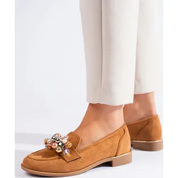 Dámské polobotky Komfortní polobotky hnědé dámské na širokém podpatku 40