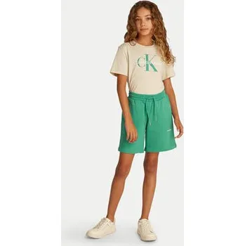 Oblečení a móda Calvin Klein Jeans Sportovní kraťasy New Inst. Logo IU0IU00703 Zelená Relaxed Fit 10Y