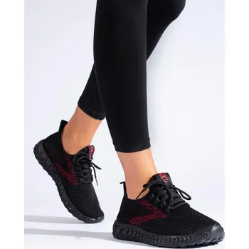 Dámské tenisky Módní dámské černé tenisky bez podpatku 37
