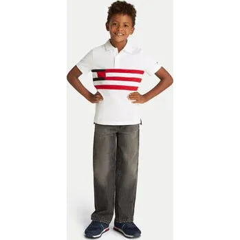 Pánské oblečení Tommy Hilfiger Polokošile KB0KB09528 D Bílá Regular Fit 12Y