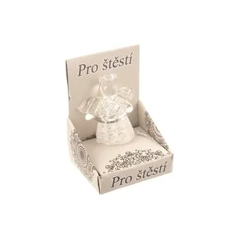 Vánoční dekorace Anděl sklo v krabičce 3x3x4,5 cm (cs, Indecor)