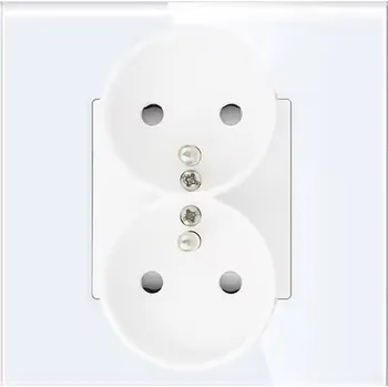 Elektrická zásuvka Elektrická zásuvka eLumos dvojitá nástěnná s uzemněním bílá