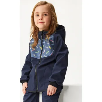 Dětská softshellová bunda s fleecem Basic, Tm. Modročerná, Auta Velikost: 122/128