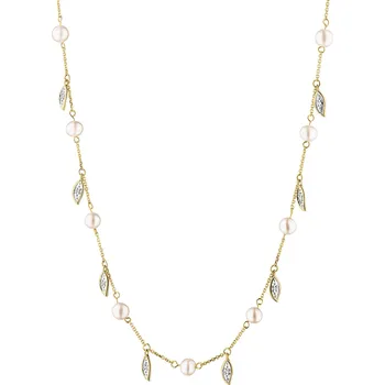 Náhrdelník Zlatý náhrdelník s diamanty a perlami - ryzost 585 - 110.716