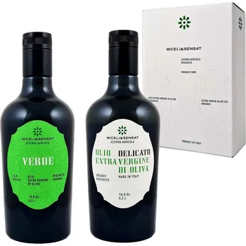 Rostlinný olej Miceli & Sensat Dárkové balení BIO extra panenských olivových olejů Delicato & Verde 2 x 500 ml