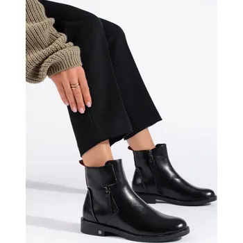 Dámské polobotky W. Potocki Trendy kotníkové boty černé dámské na plochém podpatku 36