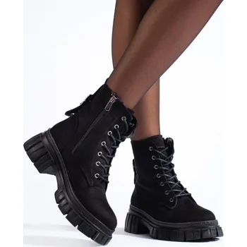 Dámské polobotky T.Sokolski Stylové dámské kotníkové boty černé na plochém podpatku 36