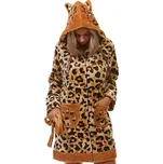 Hnědý huňatý župan dámský na zip z bambusu zvířecí vzor a TYGR 1Z1533 hnědá xl