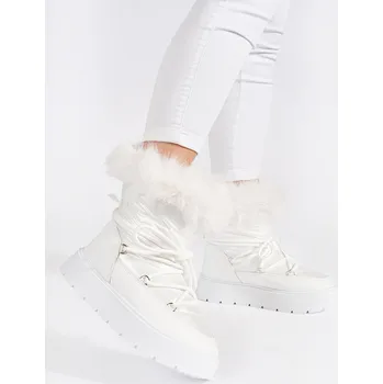 Dívčí sněhule Pěkné sněhule dámské bílé platforma 40