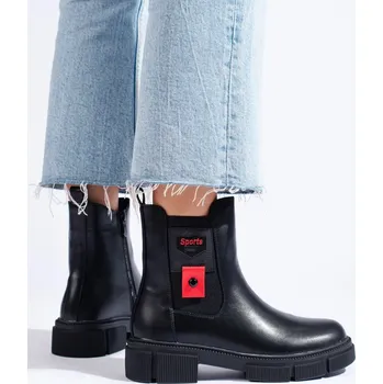 Dámské polobotky Komfortní dámské kotníkové boty černé na plochém podpatku 38