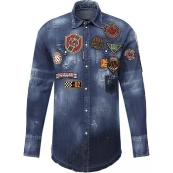 Pánská košile Dsquared2 džínová košile S74DM0444 S30341 470 Modrá Regular Fit 48