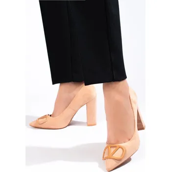 Dámské lodičky Vinceza Originální dámské béžové lodičky na širokém podpatku 38