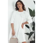 Bílé volné midi šaty s ozdobnou květinou NALERA EY2462 Velikost: ONE SIZE