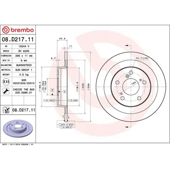 Brzdový kotouč Brzdový kotouč BREMBO 08.D217.11