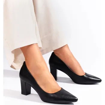 Dámské lodičky Sergio Leone Pěkné černé dámské lodičky na širokém podpatku 40