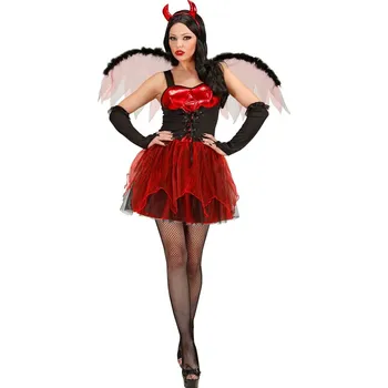 Karnevalový kostým Ďáblice (čertice), dámské šaty s křídly - M
