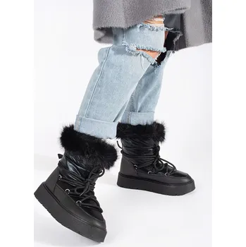 Dívčí sněhule Pěkné černé dámské sněhule platforma 38