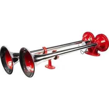 Houkačka 2-tónová fanfára 640mm, červená/chrom, bez kompresoru