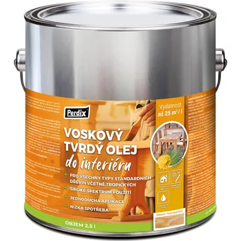 Olej na dřevo Perdix Voskový tvrdý olej do interiéru 2,5l