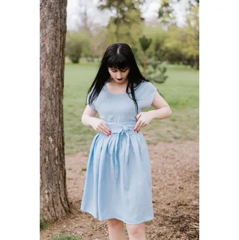 Dámské šaty Lněné šaty Olivie bleděmodré Velikost: S