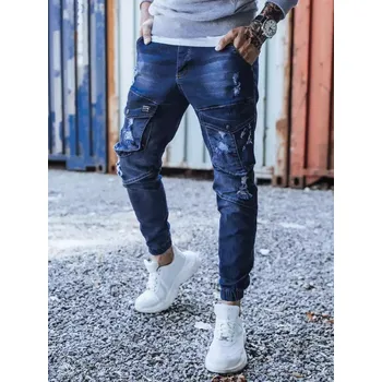 Pánské džíny Tmavě modré děrované džíny UX3284 Velikost: M