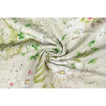 Bavlna režná luční kvítí s kapradím na REŽNÉ