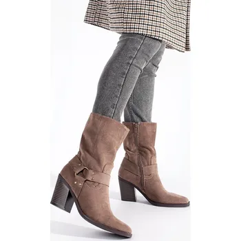 Dámské polobotky Seastar Krásné kotníkové boty dámské béžové na plochém podpatku 39