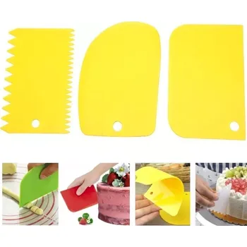 Kuchyňská stěrka Cukrářská stěrka na zdobení dortů sada 3 ks žlutá