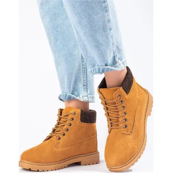 Dámské polobotky Módní kotníkové boty béžové dámské na plochém podpatku 37