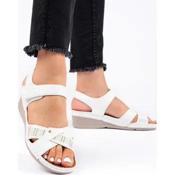 Dámské sandále Luxusní bílé dámské sandály na platformě 37