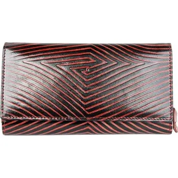 Peněženka Červeno-černá dámská lakovaná kožená peněženka s ornamentální ražbou