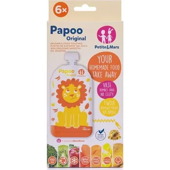 uchovávání příkrmu Petite&Mars Papoo Original 150 ml 6 ks