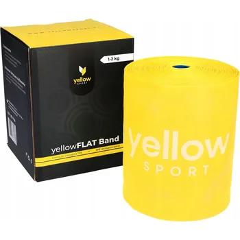 30metrová GUMA POSILOVACÍ PÁSKA yellowFLAT band TPE - žlutá. Odpor 1-2 kg