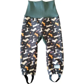 Chlapecké kalhoty Dětské rostoucí softshellové kalhoty s membránou Monkey Mum® - Psí hrátky 98/104