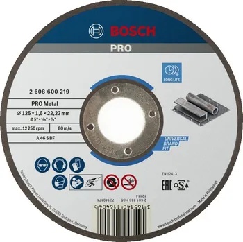 úhlová bruska Řezný kotouč na kov Bosch PRO for Metal 125x1,6x22,23 mm